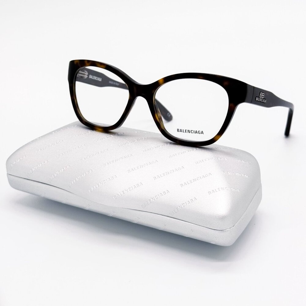 NEW BALENCIAGA EYEGLASSES BB0213O 002 ROUND HAVANA WOMEN EYEWEAR BALENCIAGA